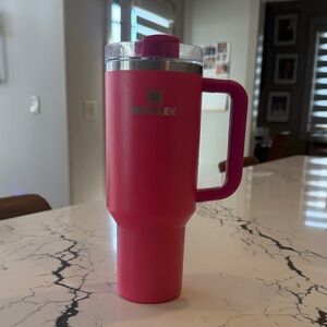 Stanley Pink Travel Mug with Handle and Clear Lid